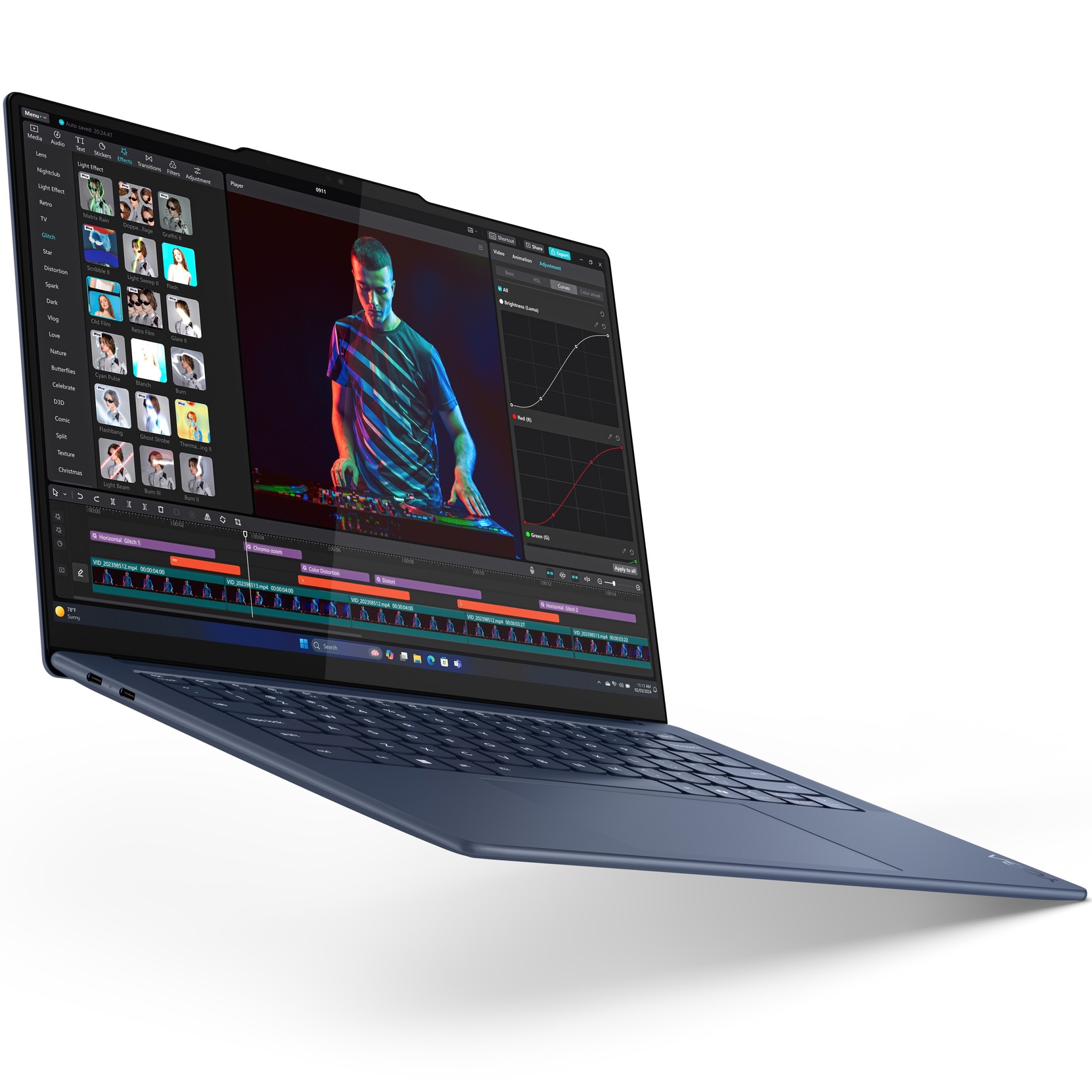 Laptop ultraportabil Lenovo Yoga Slim 7 14Q8X9 cu procesor Qualcomm® Snapdragon® X Elite X1E-78-100 pana la 3.4GHz, 14.5", 3K, OLED, Touch, 32GB LPDDR5x, 1TB SSD, Qualcomm® Adreno™ GPU, Windows 11 Pro, Cosmic Blue, 3Y Courier/Carry-in upgrade