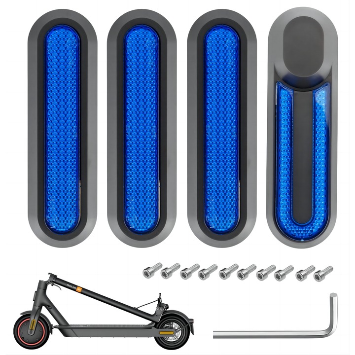 Elektromos roller kerékburkolat szett, fényvisszaverő, kék, Xiaomi M365/Pro/Pro 2/1S/Scooter 3-hoz