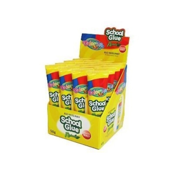 Set de 16 tuburi adeziv vegetal Colorino, usor de spalat, 50g, alb, 110x125x105mm