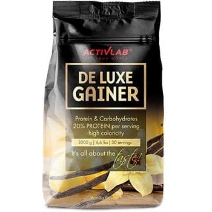 Activlab, De Luxe Gainer, supliment proteic, aroma de vanilie, pudra, 3000 g