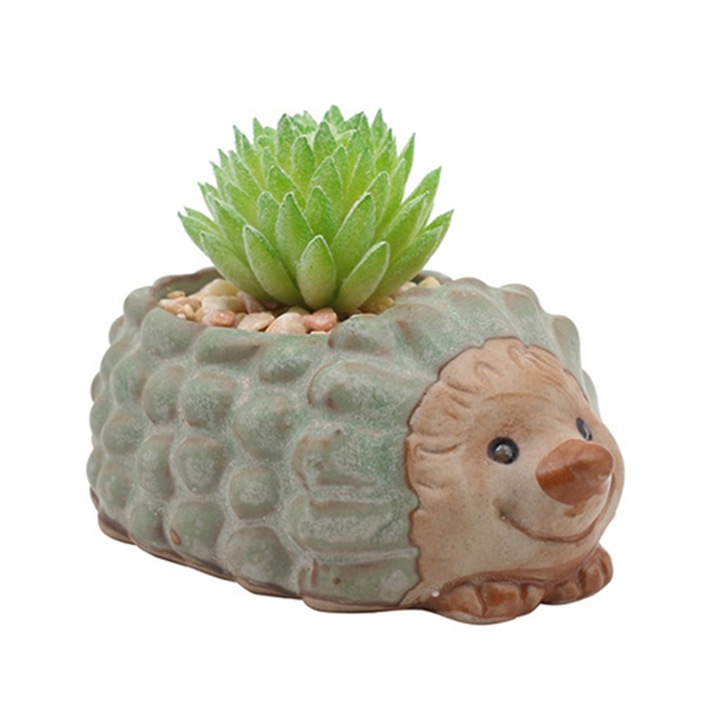 Ghiveci ceramic, model geometric, pentru plante suculente