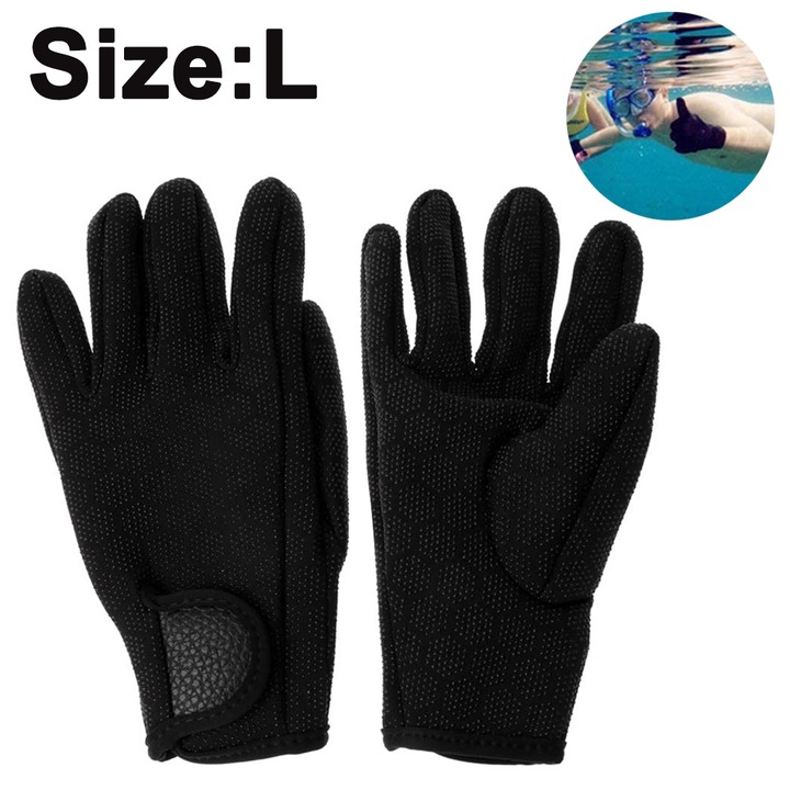 Manusi de scufundari, QttvbTna, neopren, anti-alunecare, negru, L
