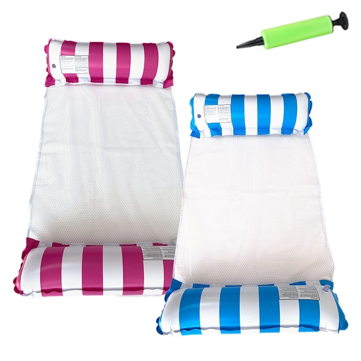 Set de 2 hamace gonflabile pentru piscina, Cozevdnt, multifunctionale, rosu, 1.4-in-1