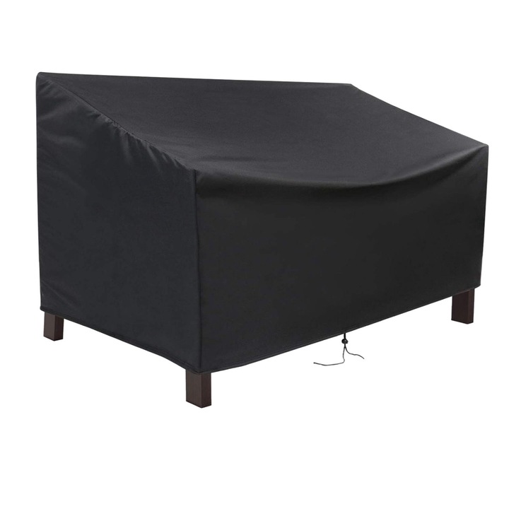 Husa protectie pentru banca de gradina, QttvbTna, impermeabila, rezistenta la UV, 3 locuri, negru