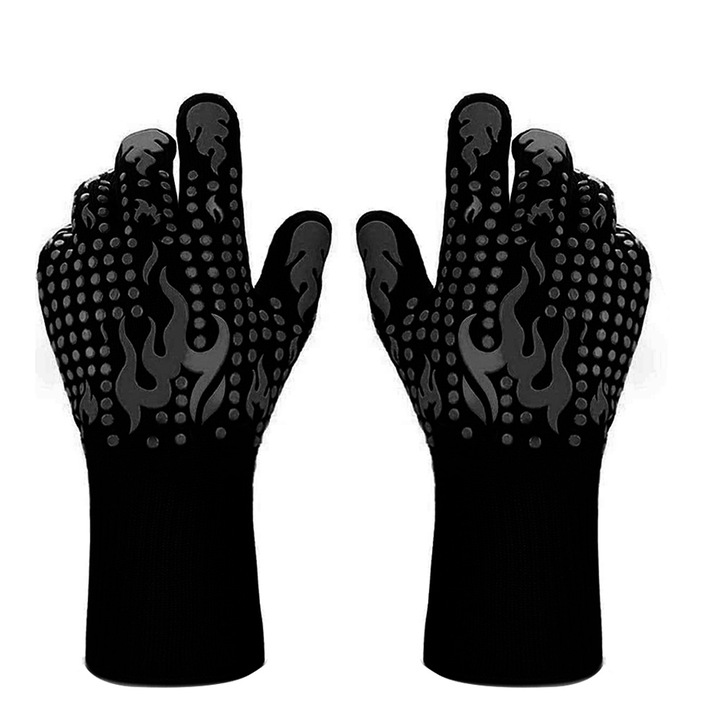 Hőálló grillkesztyű, szilikon és pamut, 33cm