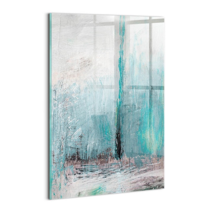 Tablou Sticla, Wallfluent, Vopsea fundal abstractie, Albastru, 20x30 cm, 010010010120100074984