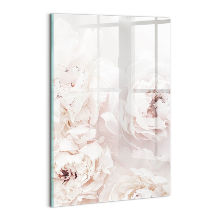 Tablou Sticla, Wallfluent, Flori de bujor, Roz, 20x30 cm, 010010010120100088464