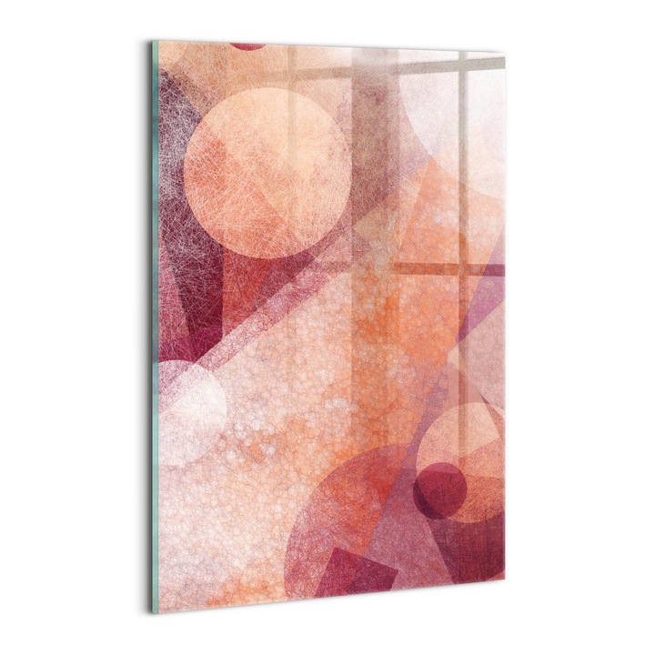 Tablou Sticla, Wallfluent, Abstractia geometrica, Rosu, 20x30 cm, 010010010120100075119