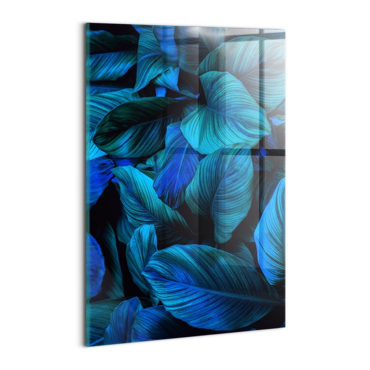 Tablou Sticla, Wallfluent, Natura tropicala, Albastru inchis, 20x30 cm, 010010010120100049174