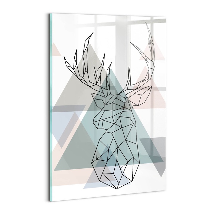 Tablou Sticla, Wallfluent, Ren geometric, Gri, 20x30 cm, 010010010120100075256