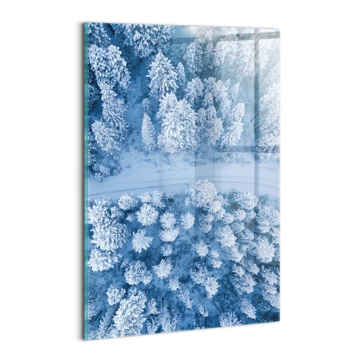 Tablou Sticla, Wallfluent, Padure din vedere de pasare, Albastru, 20x30 cm, 010010010120100075395