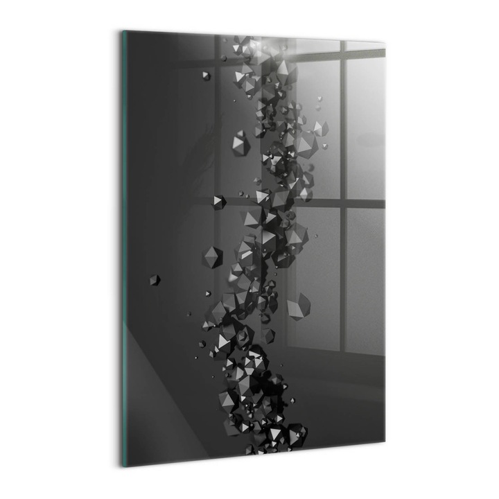 Tablou Sticla, Wallfluent, Abstractia formelor 3D, Gri, 40x60 cm, 010010010160100006123