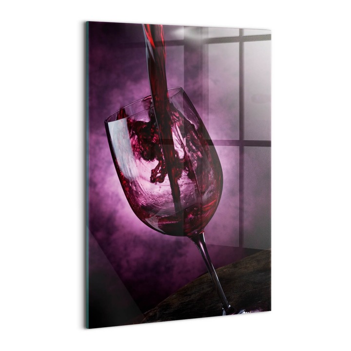 Tablou Sticla, Wallfluent, Pahar de vin, Violet, 40x60 cm, 010010010160100074960