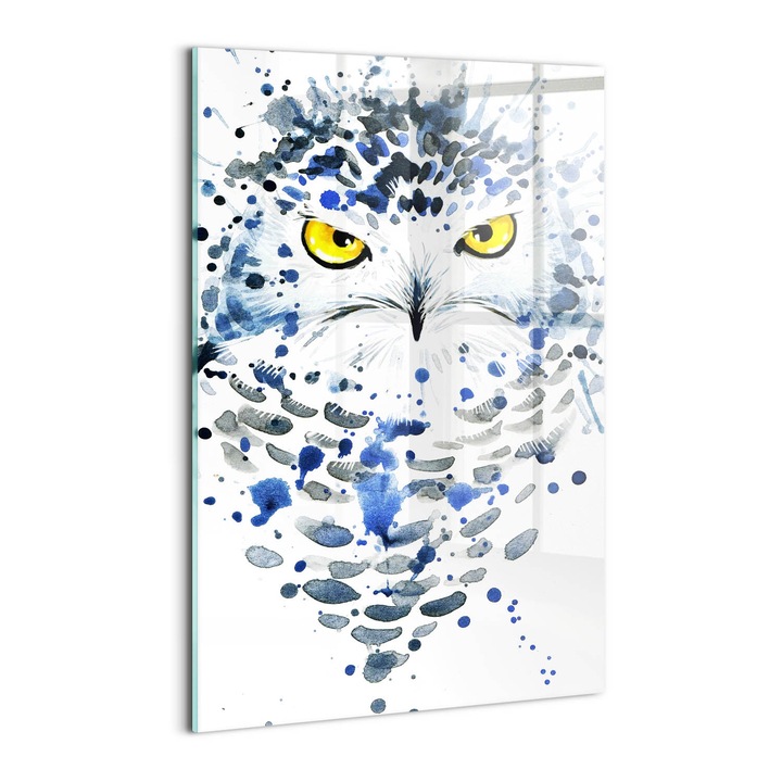 Tablou Sticla, Wallfluent, Aspect de bufnita, Albastru, 40x60 cm, 010010010160100075065