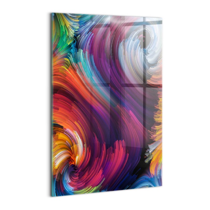 Tablou Sticla, Wallfluent, Valuri abstracte, Violet, 40x60 cm, 010010010160100075148