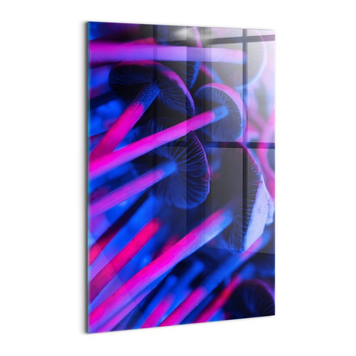 Tablou Sticla, Wallfluent, Ciuperci magice colorate, Violet, 40x60 cm, 010010010160100075344