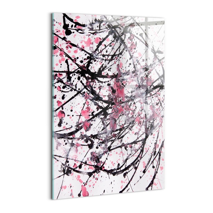 Tablou Sticla, Wallfluent, Abstractia loviturii de pensula, Roz, 40x60 cm, 010010010160100075193