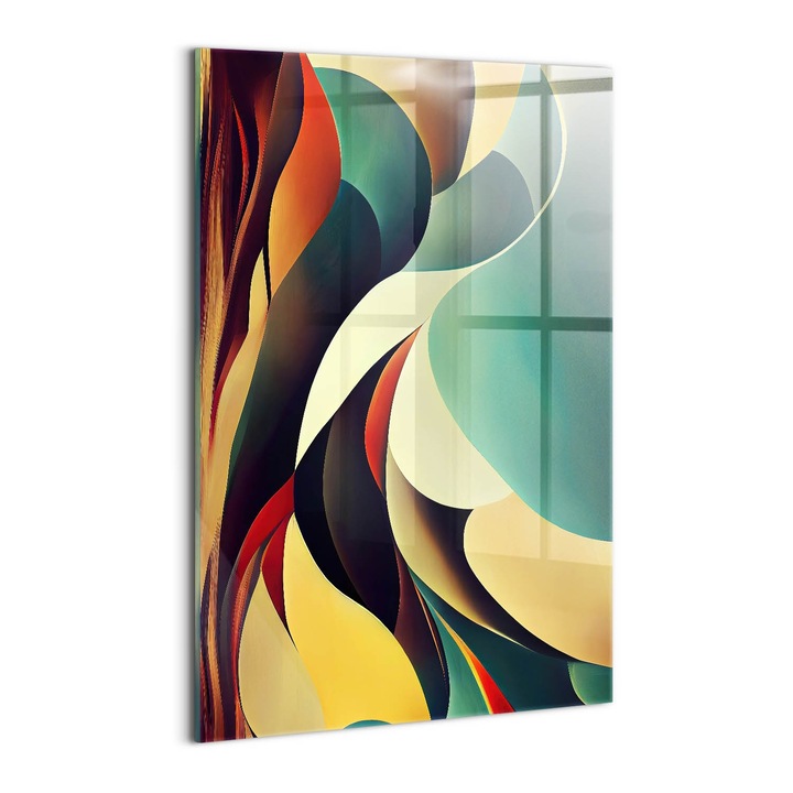 Tablou Sticla, Wallfluent, Fundal cu linii abstracte fara sudura, Multicolor, 40x60 cm, 010010010160100075331
