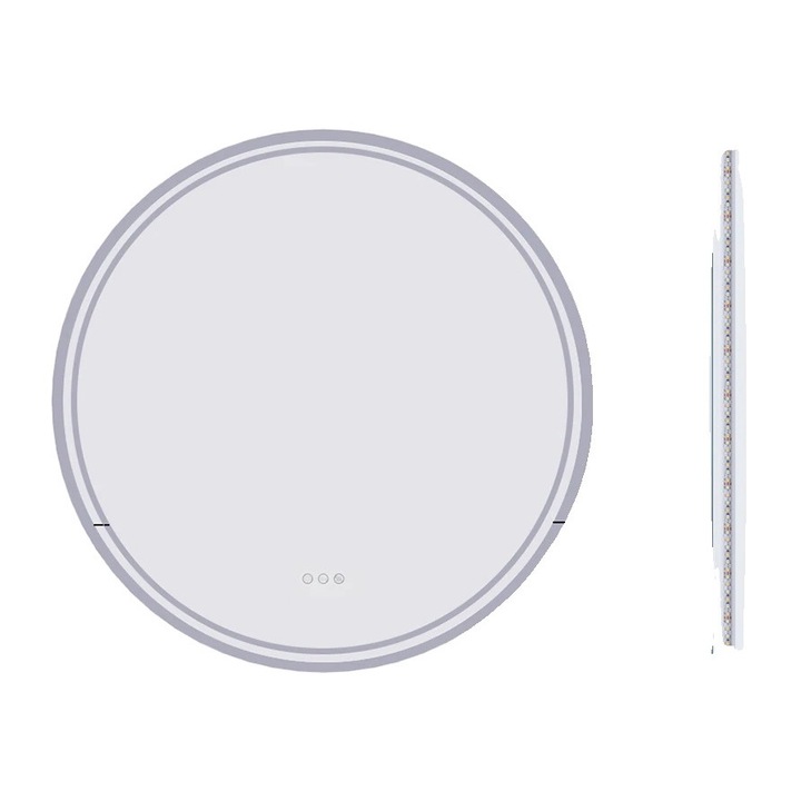 Oglinda de baie cu iluminare LED, Anti-Ceata, argintiu, 600x600mm, IP65, 24W