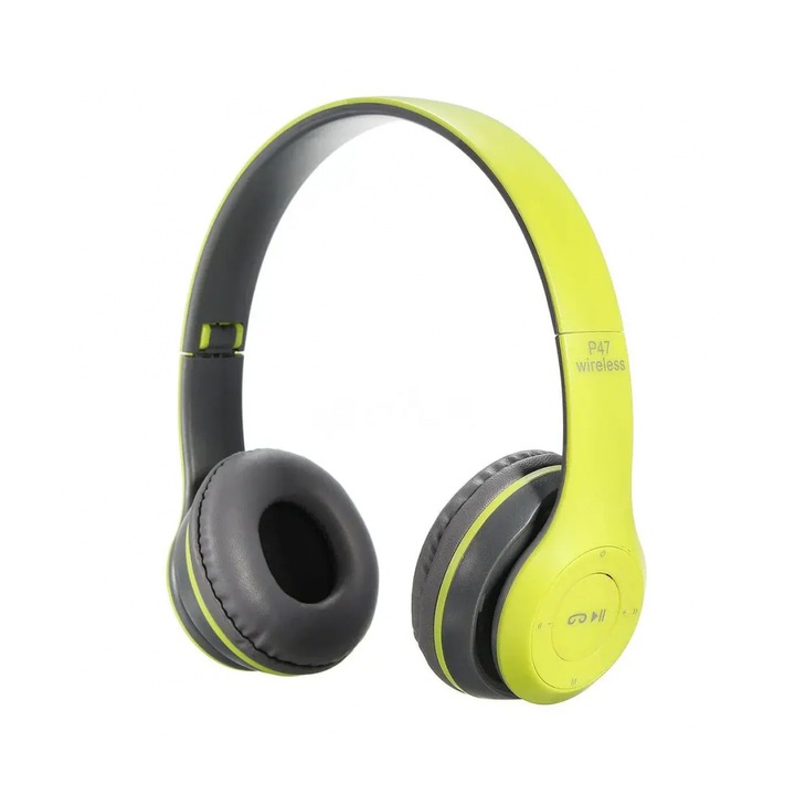 P47 Többfunkciós vezeték nélküli fejhallgató, Bluetooth 4.1, FM rádió, sztereó basszus, zöld