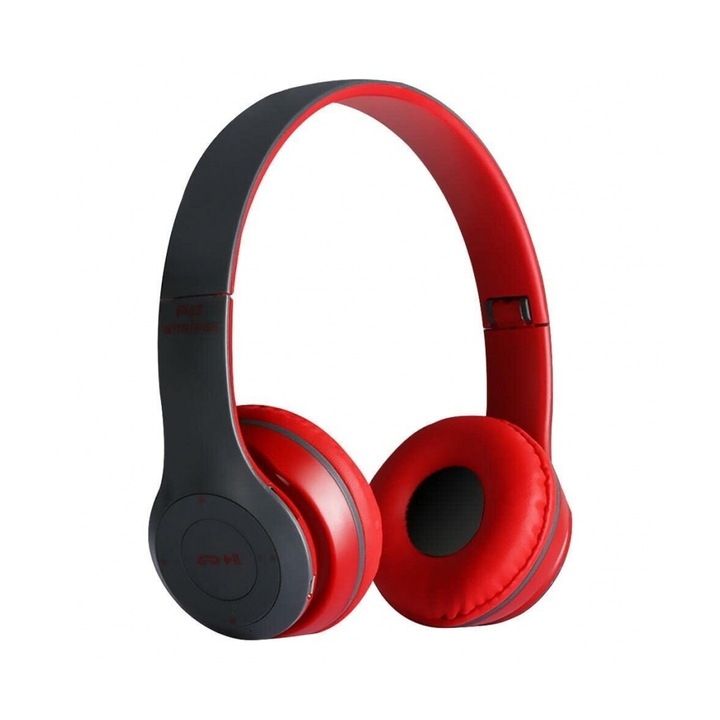 P47 többfunkciós vezeték nélküli fejhallgató, Bluetooth 4.1, FM rádió, sztereó basszus, piros