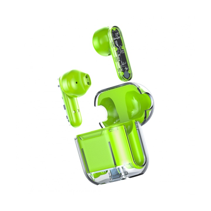 TM10 vezeték nélküli fejhallgató, HI-FI hang, Bluetooth 5.0, 450 mAh, érintőgomb, zöld