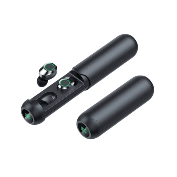 BQ40 Vezeték nélküli fülhallgató, 300 mAh, Bluetooth 5.3, Hi-Fi hang, Touch vezérlés, LED kijelző, Fekete