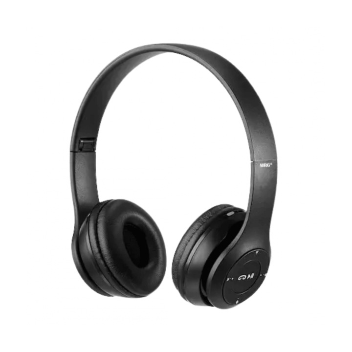 P47 Többfunkciós vezeték nélküli fejhallgató, Bluetooth 4.1, FM rádió, Stereo Bass, Fekete
