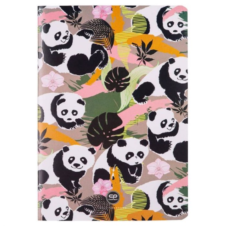 Notebook CoolPack Panda Gang, A5, Puha borítós PP, 32 l., Négyzetrácsos, Többszínű