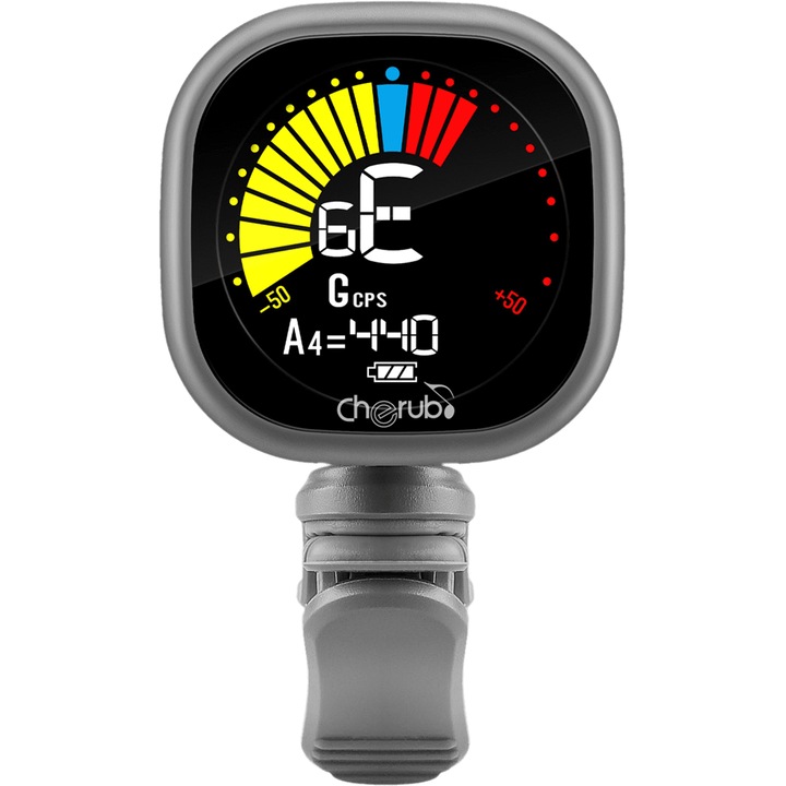 Acord de chitara, Cherub, WST-675-GRY, Ecran LCD, Oprire automata, Reincarcabil, Cu clema, Gri