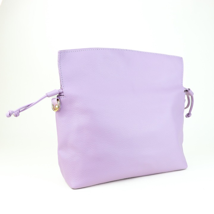 Geanta shopper Moranti, piele naturala, liliac prafuit, finisaje aurii