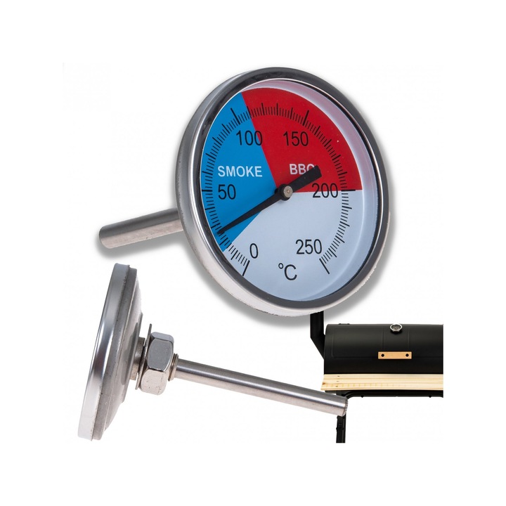 Termometru de bucatarie PrzydaSie.pl, 0-300°C, inox, 6x6cm