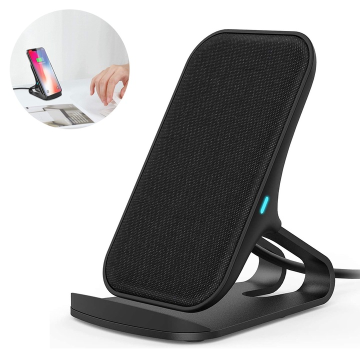 Incarcator wireless, aluminiu, argintiu/negru, 1200mA, Micro USB