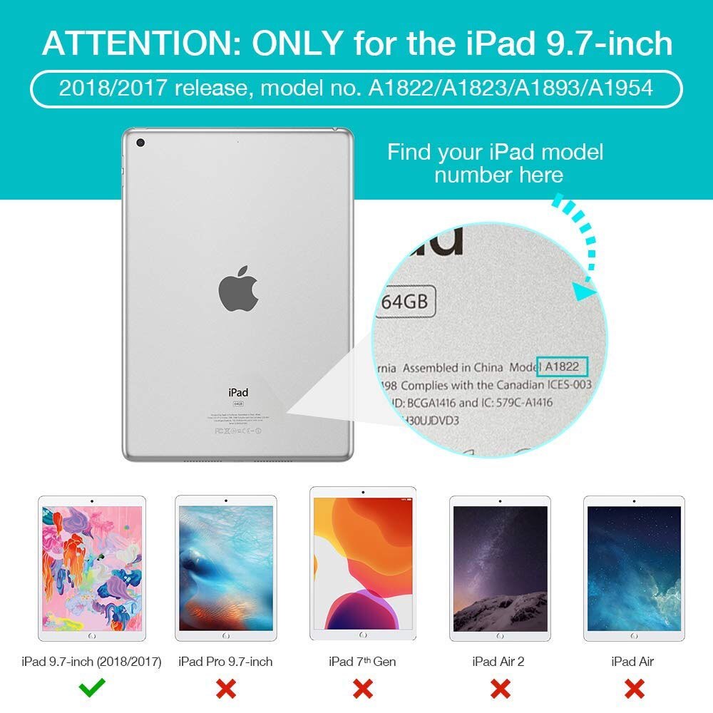 Husa tableta AMRINUGL pentru iPad 9.7 inch, albastru deschis