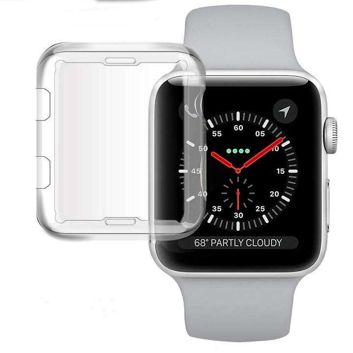 Husa protectie ecran ceas 42x42x11mm, TPU, Transparent
