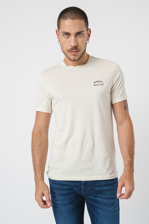 Mustang, Kerek nyakú logós póló, Fekete/Halványsárga