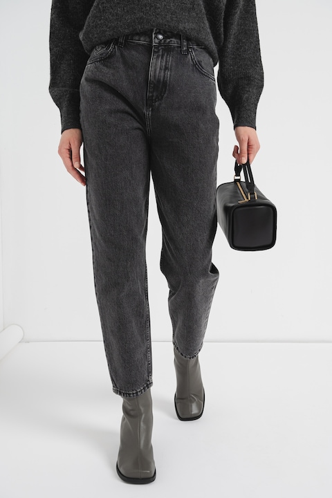 Mustang, Blugi cu croiala conica Charlotte, Gri inchis melange