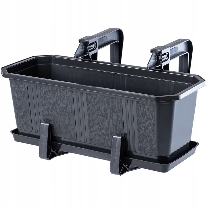 Ghiveci balcon KADAX cu suport, 2 manere, grafit, 40x17x15cm