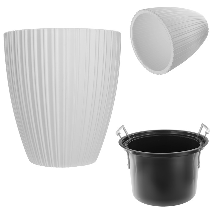 Ghiveci pentru flori KADAX, cu insertie, plastic reciclat, alb, 40x42.5cm