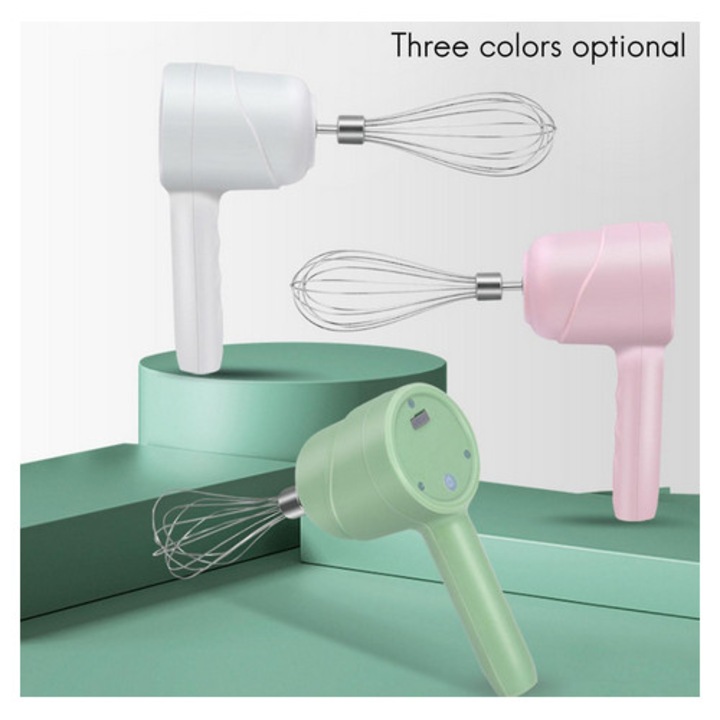 Ръчен електрически миксер Shik, Безжичен, 3 скорости, USB зареждане, Две бъркалки, Различни цветове