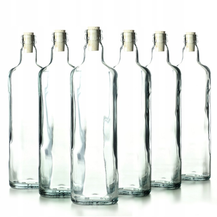 Комплект от 6 бутилки за вино KADAX, прозрачни, 700 ml, със синтетична запушалка, 28,7x7,8 cm