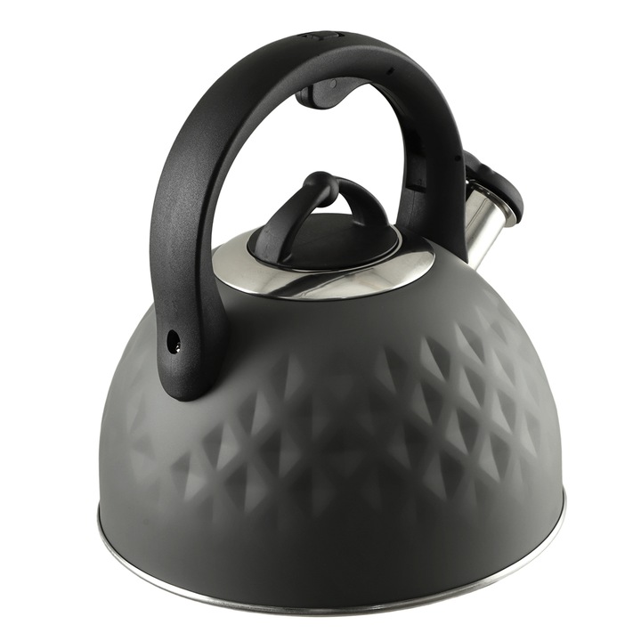 Kadax zománcozott teáskanna, 2,5L, ergonomikus, szürke, 22,5x21,3cm