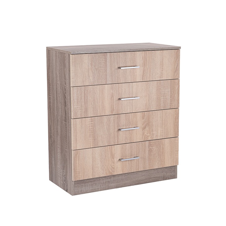 Comoda, Leziter, Miami 4 sertare MDF 80x92 cm stejar sonoma-stejar york