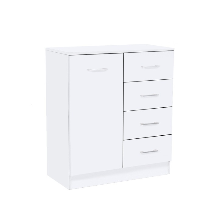 Comoda, Leziter, Miami 1 usa 4 sertare MDF 80x92 cm alb