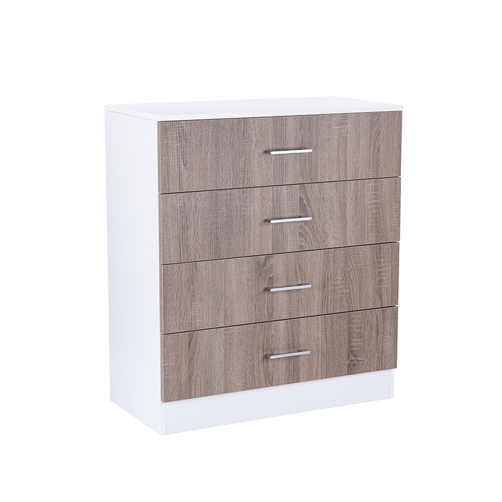 Comoda, Leziter, Miami 4 sertare MDF 80x92 cm stejar york-alb