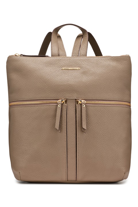 Geox, Rucsac din piele cu buzunare cu fermoar Irenie, Maro taupe