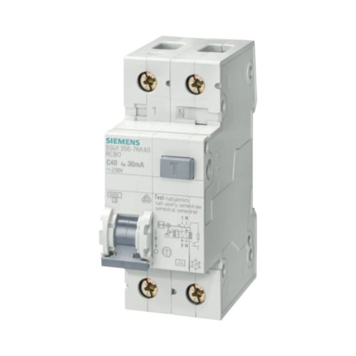 Автоматичен прекъсвач с диференциална защита Rcbo 1p+n 40a 4, 5ka/30ma, крива C, тип A, 2 модула
