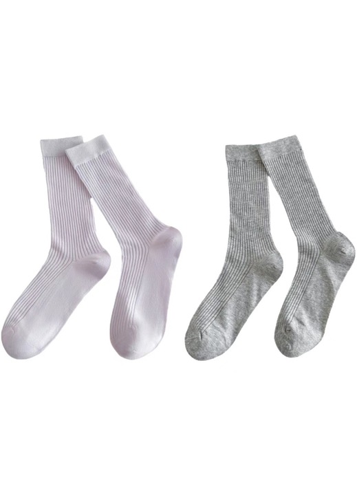 Set 2 perechi sosete dama, mid-length, bumbac pieptanat, mov si gri, 36-42 EU