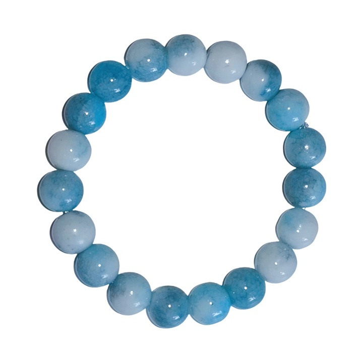 Bratara ajustabila, pietre semipretioase, margele portelan, fragmente jad, multicolor, 10mm, set in saculet de catifea