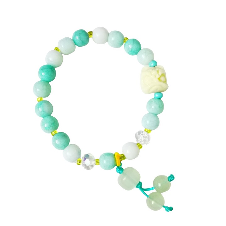 Noua bratara cu leu colorat de 8 mm in stil chinezesc, ghicitoare si respingatoare de rautati, cu crapatura de gheata, stil antic, stil printesa dulce, bratara de nisa pentru prietena, lucrata manual